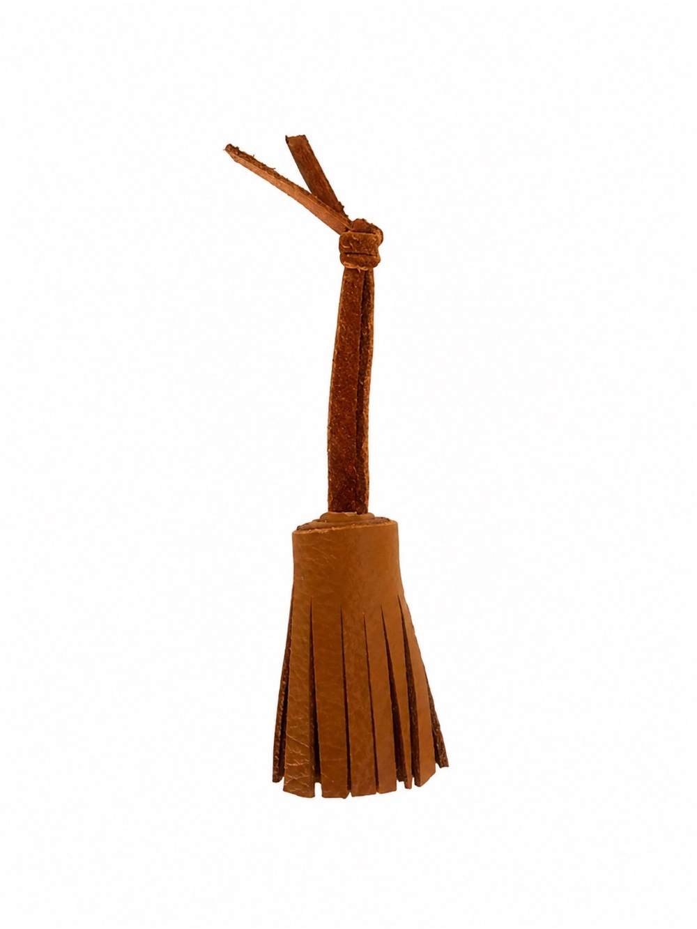 Tan Leather Tassel Keychain